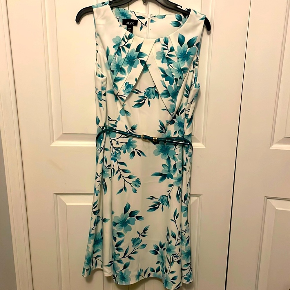 ALYX Sleeveless floral dress Sz 14P with belt GUC B1015